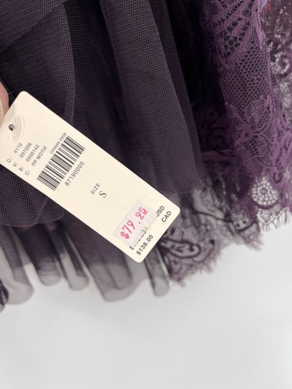 BY ANTHROPOLOGIE Womens Purple Abstract Tulle Ruffle Tie Back Top NWT Small - Picture 5 of 8